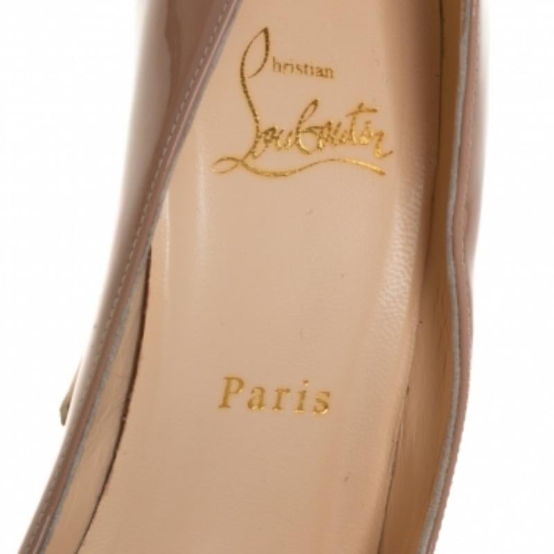 Christian Louboutin Beige Patent Leather Bianca Pumps Size 37.5 For Sale 4