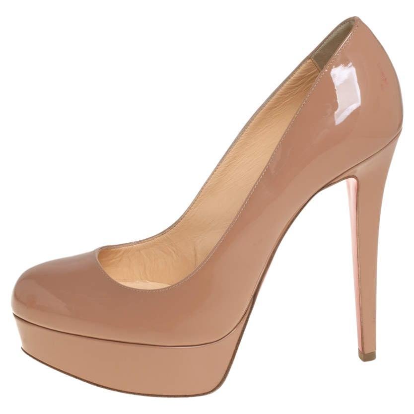 Christian Louboutin Beige Patent Leather Bianca Pumps Size 37.5 For Sale