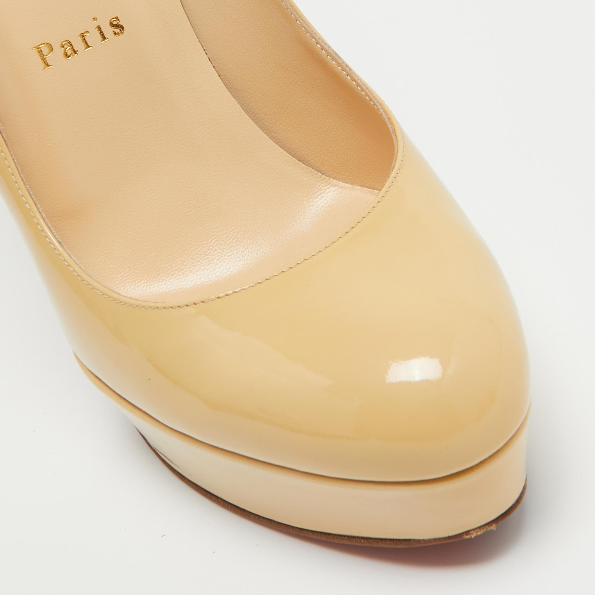 Christian Louboutin Beige Patent Leather Bianca Pumps Size 38.5 2