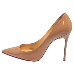 Christian Louboutin Beige Patent Leather Decollete Pumps Size 38.5