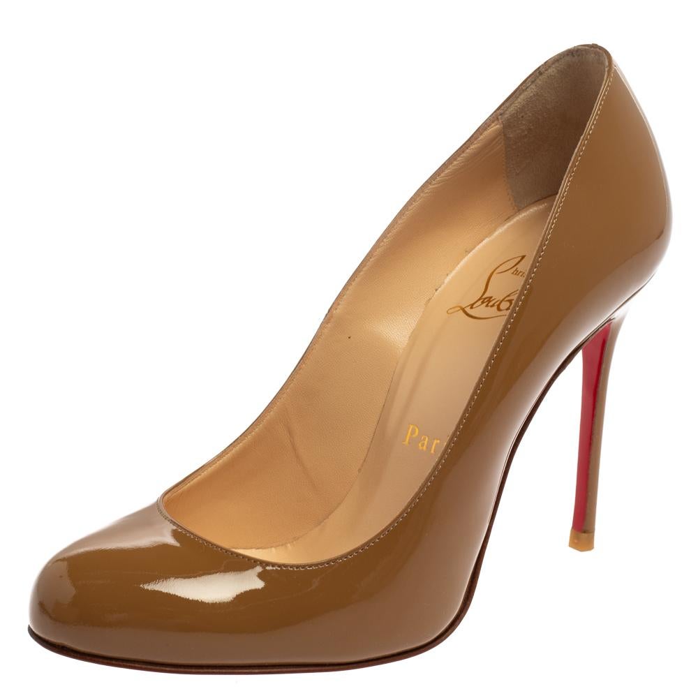 Every shoe collection is incomplete without a pair of dazzling pumps. These Christian Louboutin beauties have been created from patent leather and styled with round toes, and 10 cm heels. The pumps also carry comfortable insoles and the signature