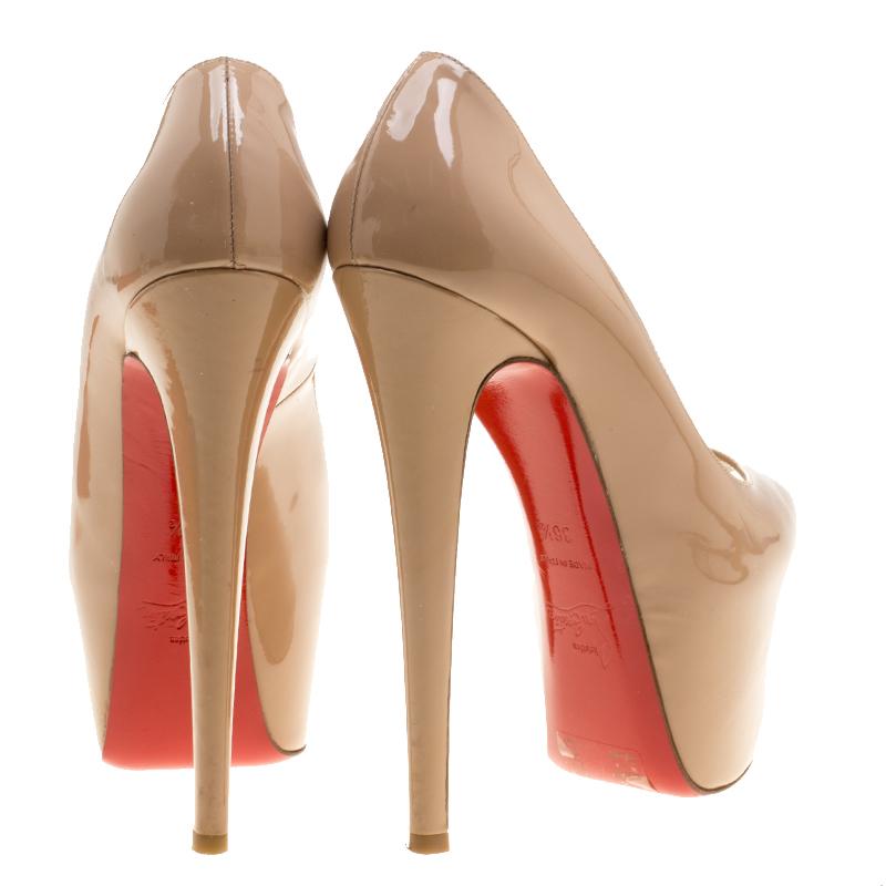 Christian Louboutin Beige Patent Leather Highness Peep Toe ...