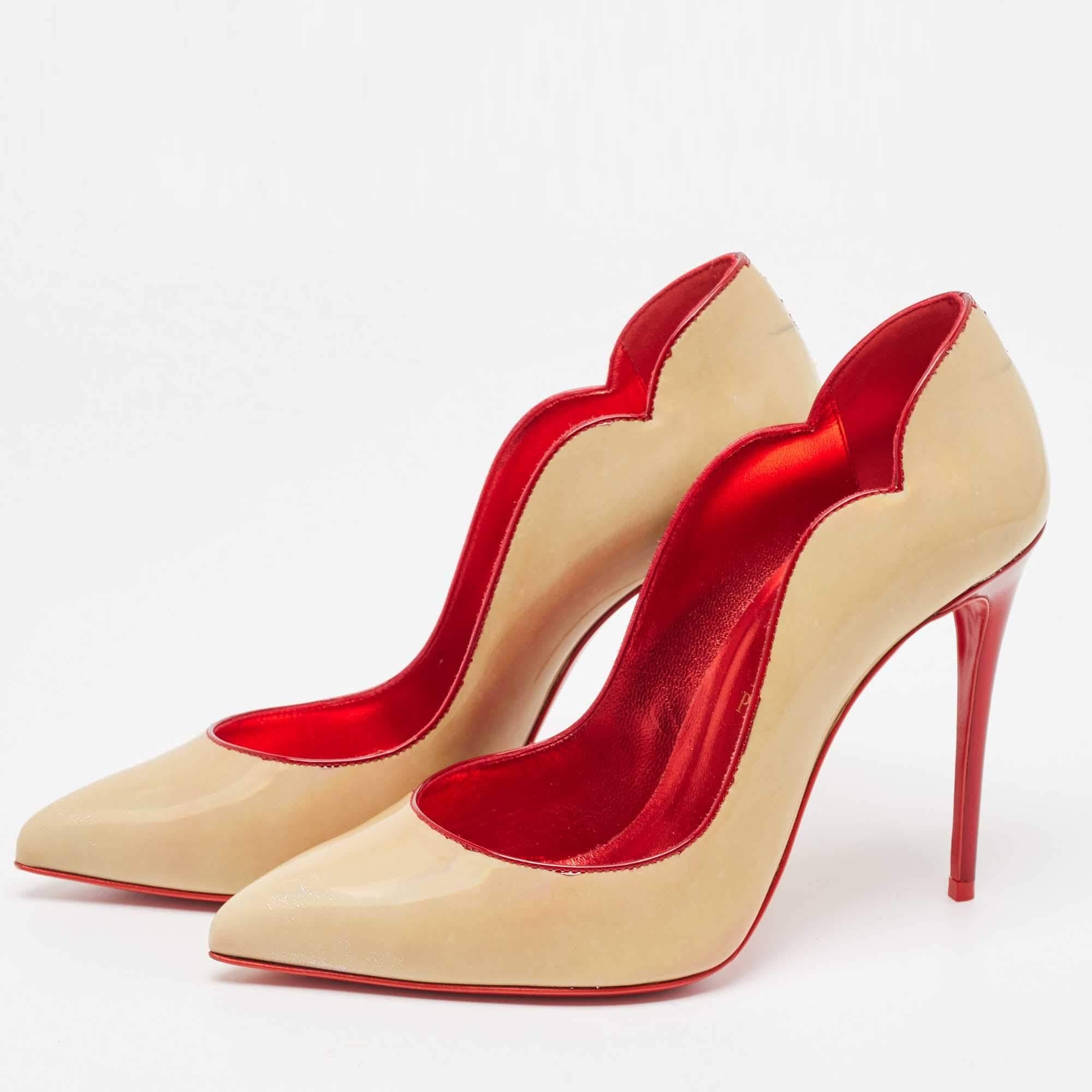 Christian Louboutin Beige Patent Leather Hot Chick Pumps Size 37.5 1