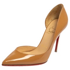 Christian Louboutin Beige Patent Leather Iriza D'orsay Pumps Size 34