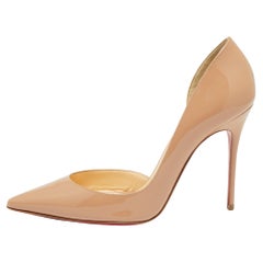 Christian Louboutin Beige Patent Leather Iriza D'orsay Pumps Size 36