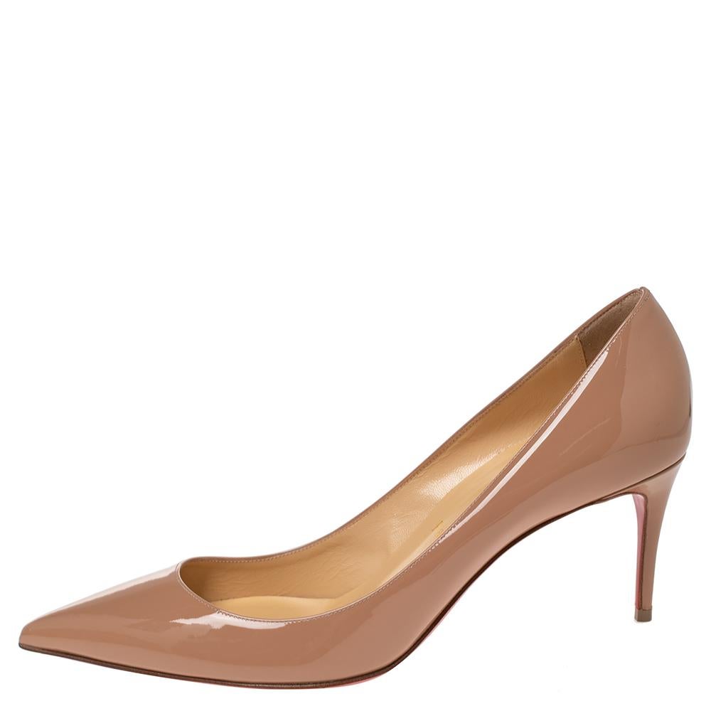 Christian Louboutin Beige Patent Leather Kate 70 Pumps Size 38.5 1