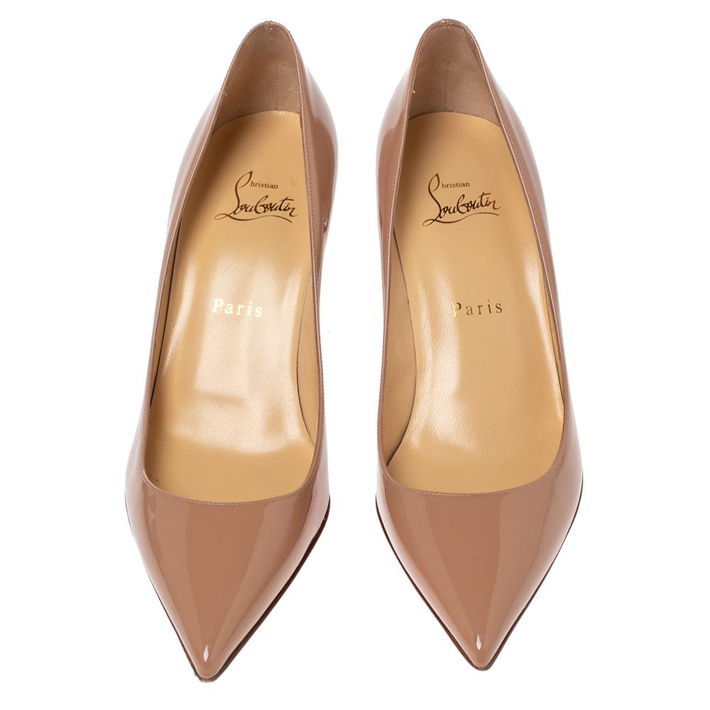 Christian Louboutin Beige Patent Leather Kate 70 Pumps Size 38.5 2