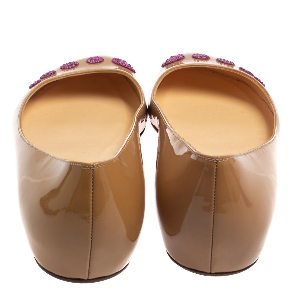 Christian Louboutin Ballerine Kawai in pelle verniciata beige misura 38,5 2