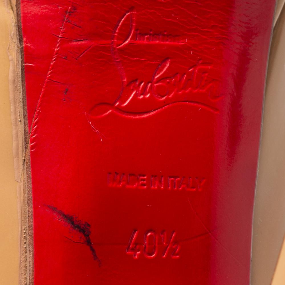 Christian Louboutin Beige Patent Leather Lady Peep Pumps Size 40.5 1