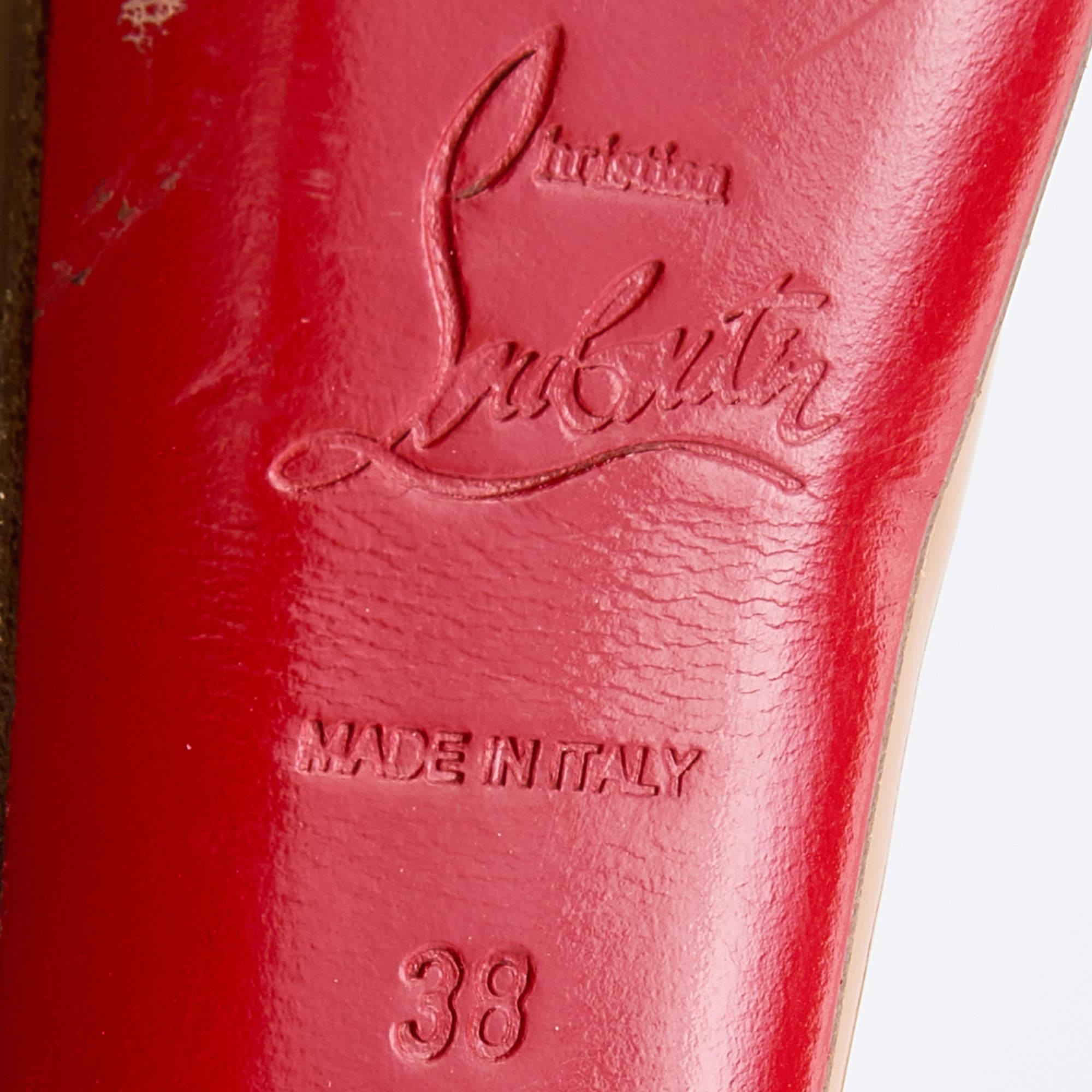 Christian Louboutin Lady Peep Toe Plateau-Pumps aus Lackleder in Beige, Größe 38 4
