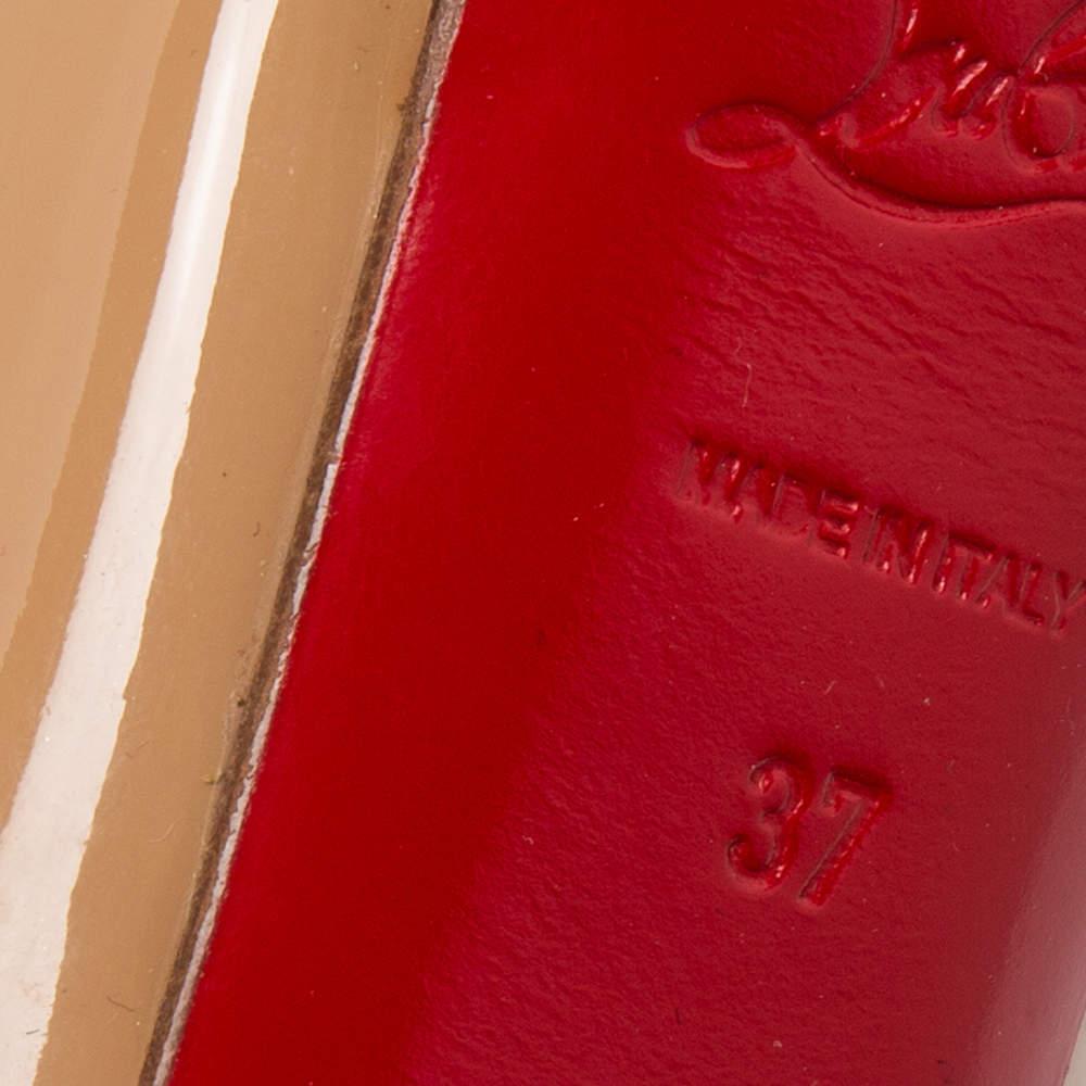 Christian Louboutin Beige Patent Leather Lady Peep Toe Pumps Size 37 2