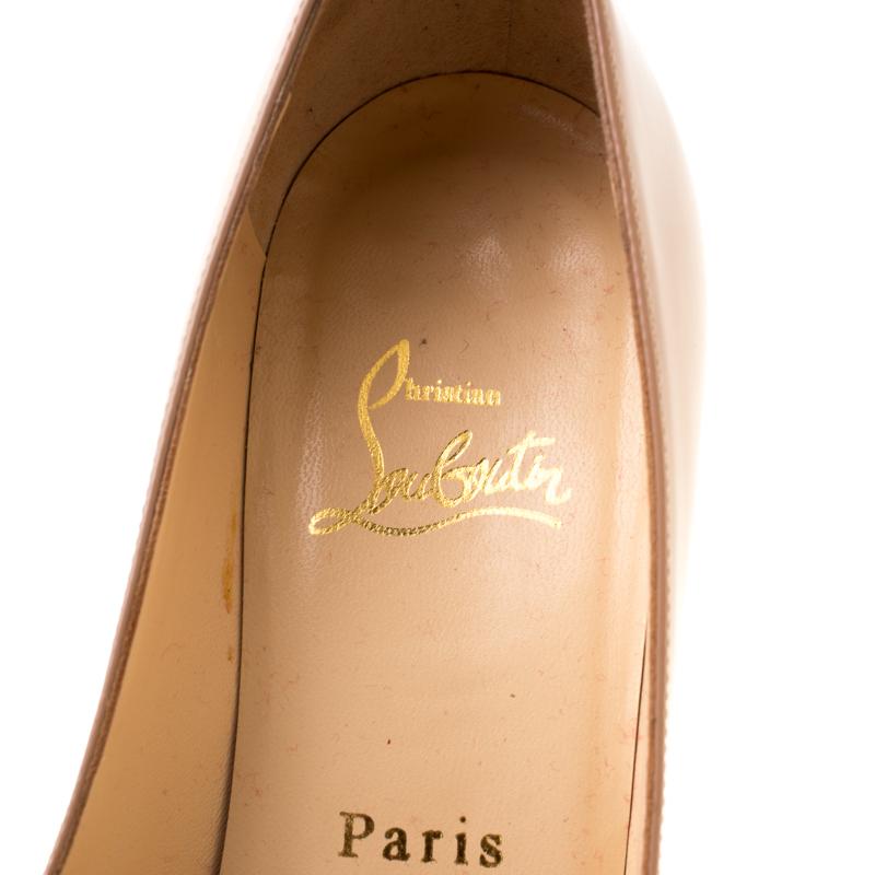 Christian Louboutin Beige Patent Leather Neofilo Platform Pumps Size 37 1