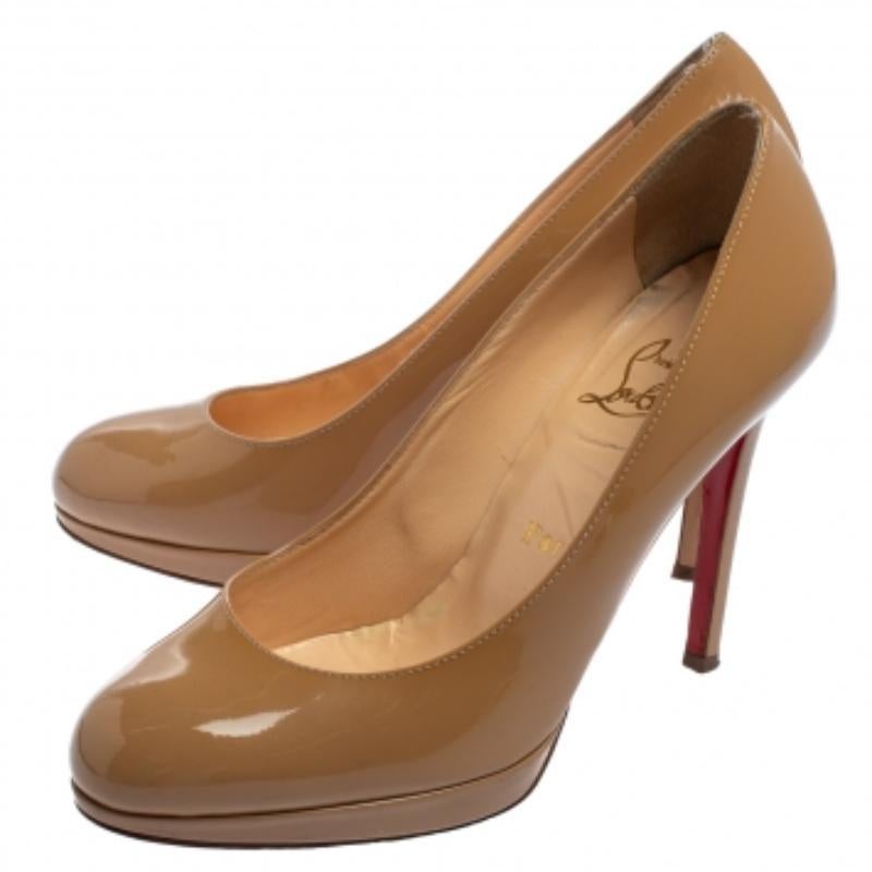 Christian Louboutin Beige Patent Leather Neofilo Pumps Size 36.5 For Sale 2