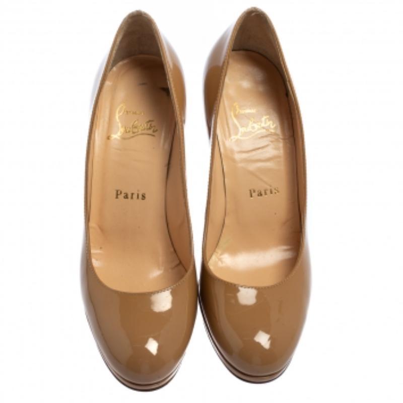 Christian Louboutin Beige Patent Leather Neofilo Pumps Size 36.5 For Sale 3
