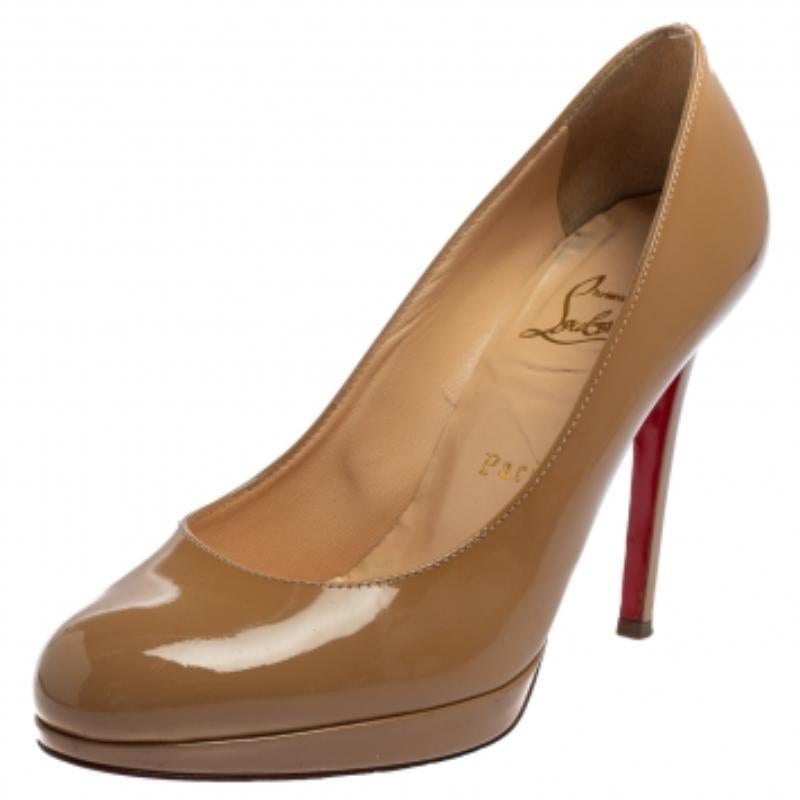 Christian Louboutin Beige Patent Leather Neofilo Pumps Size 36.5 For Sale