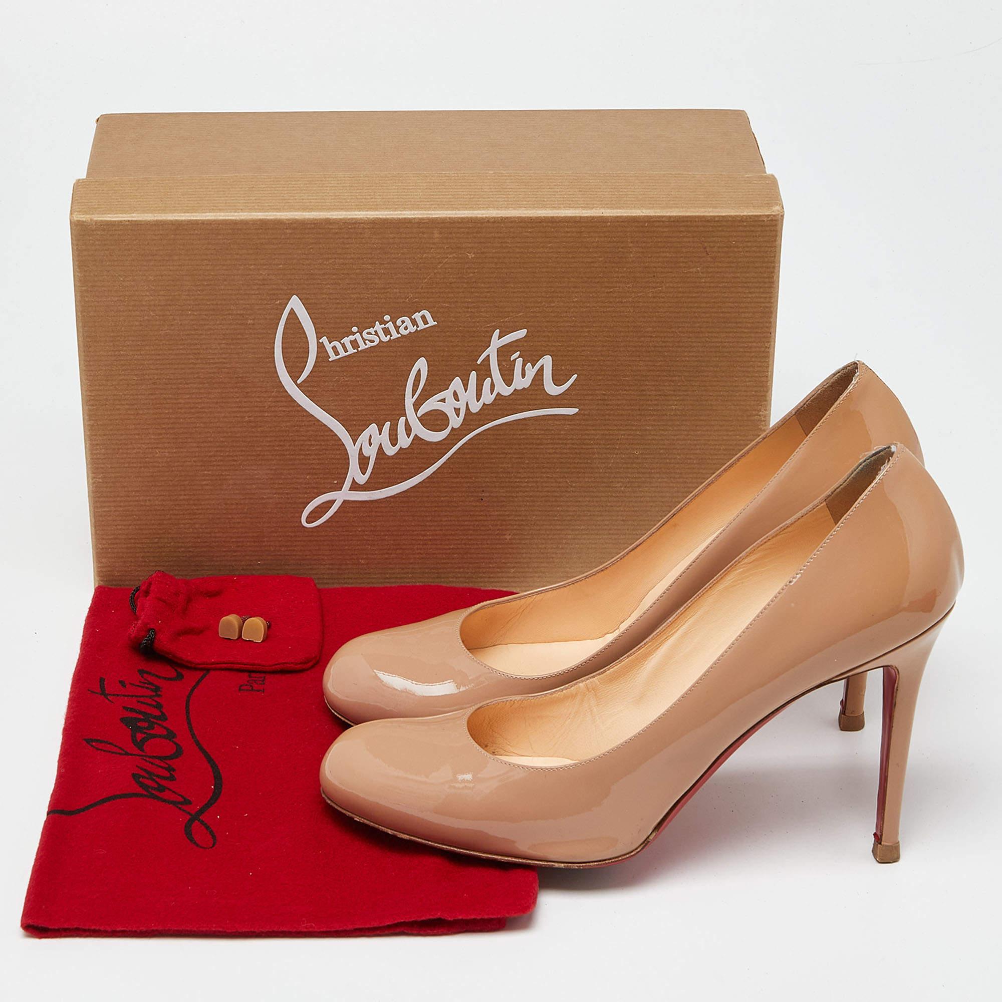 Christian Louboutin Escarpins à plateforme simples beiges, neuves, taille 39,5 en vente 5