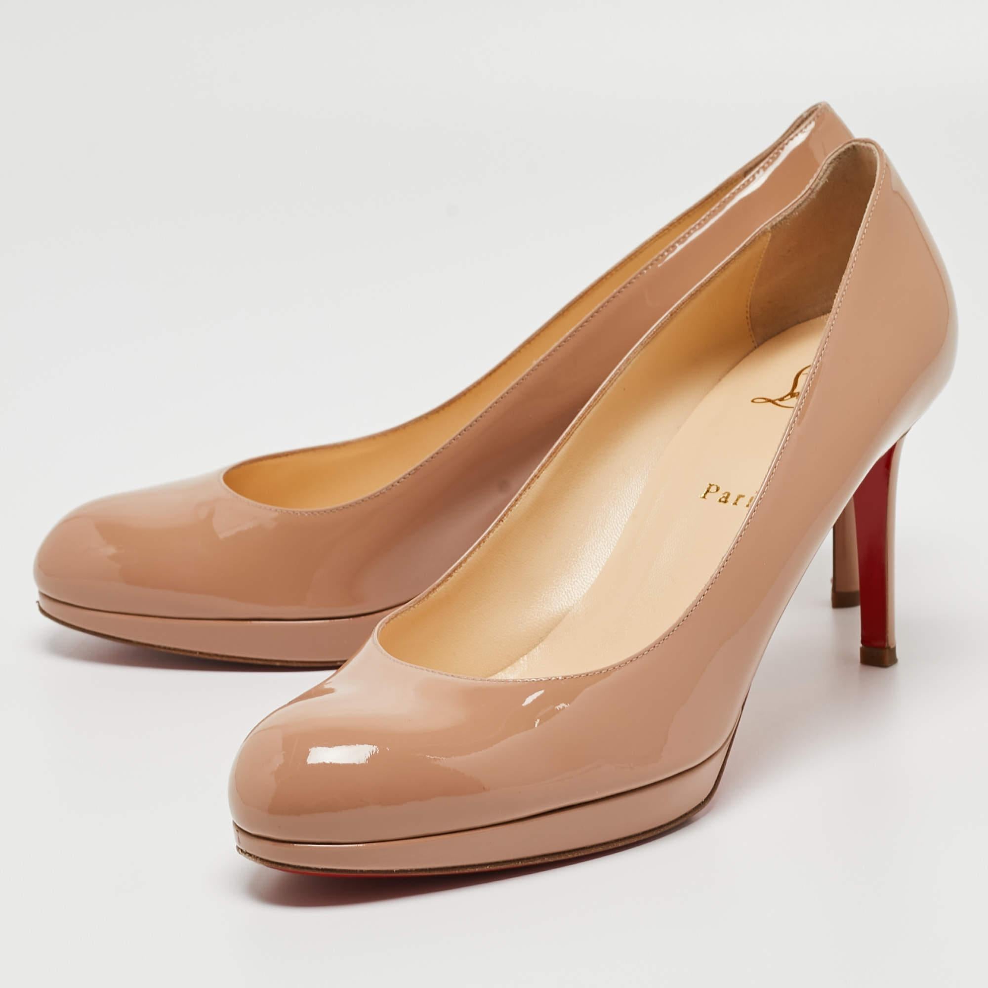 Christian Louboutin Beige Patent Leather New Simple Pumps Size 42 For Sale 4