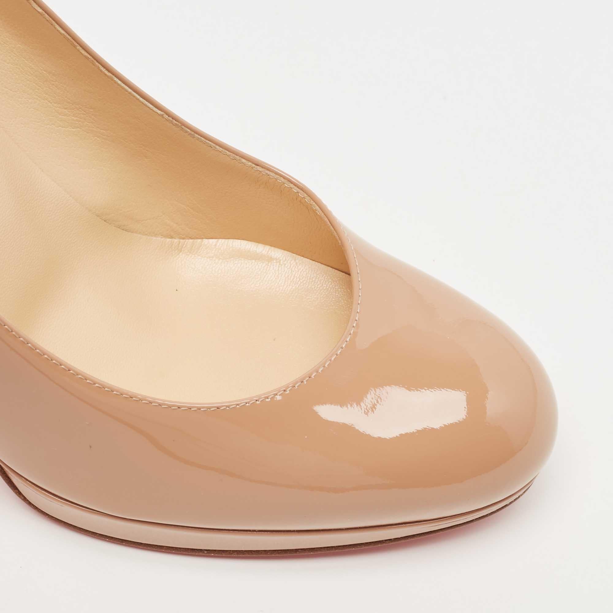 Christian Louboutin Beige Patent Leather New Simple Round Toe Pumps 1