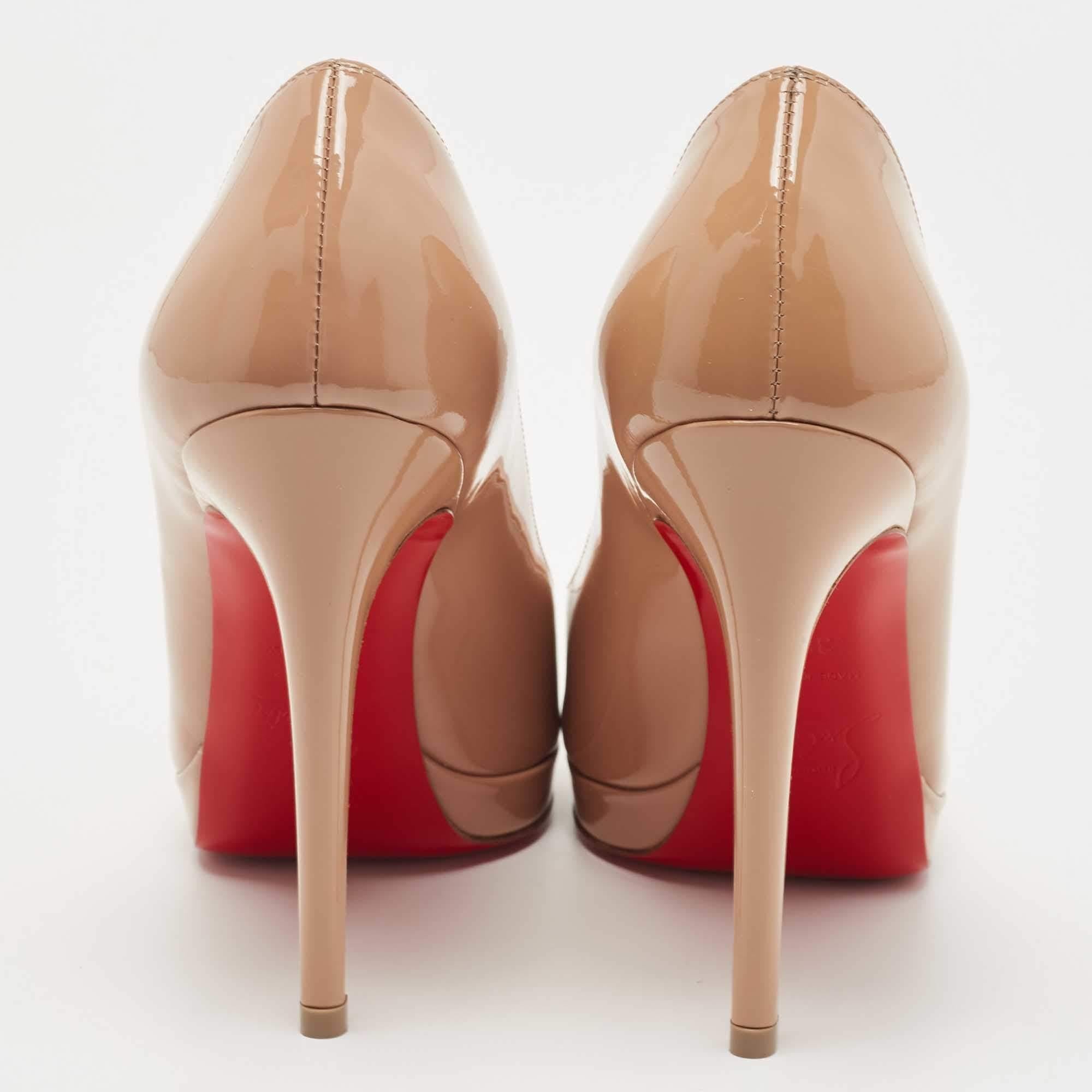 Christian Louboutin Beige Patent Leather New Simple Round Toe Pumps 2