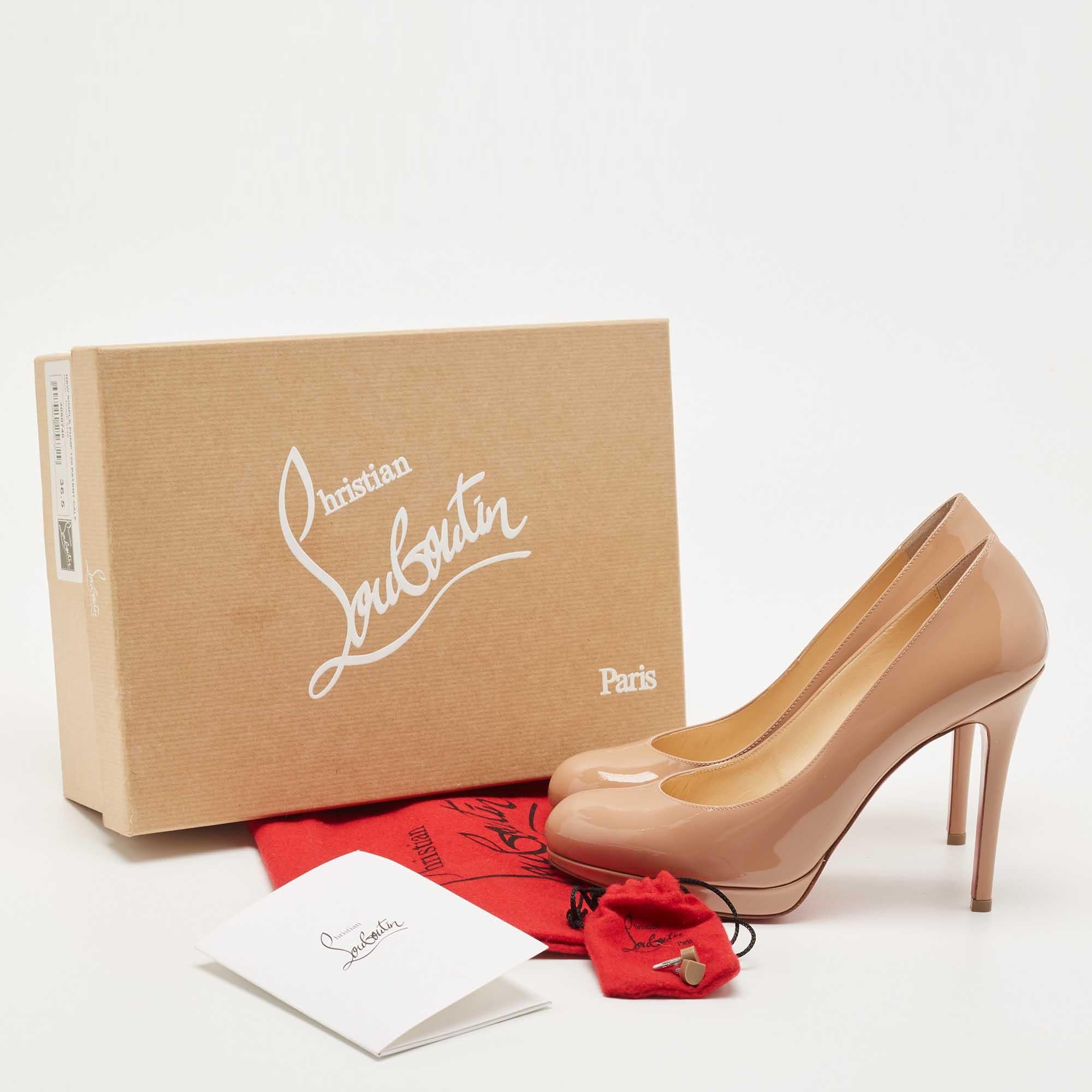 Christian Louboutin Beige Patent Leather New Simple Round Toe Pumps 5
