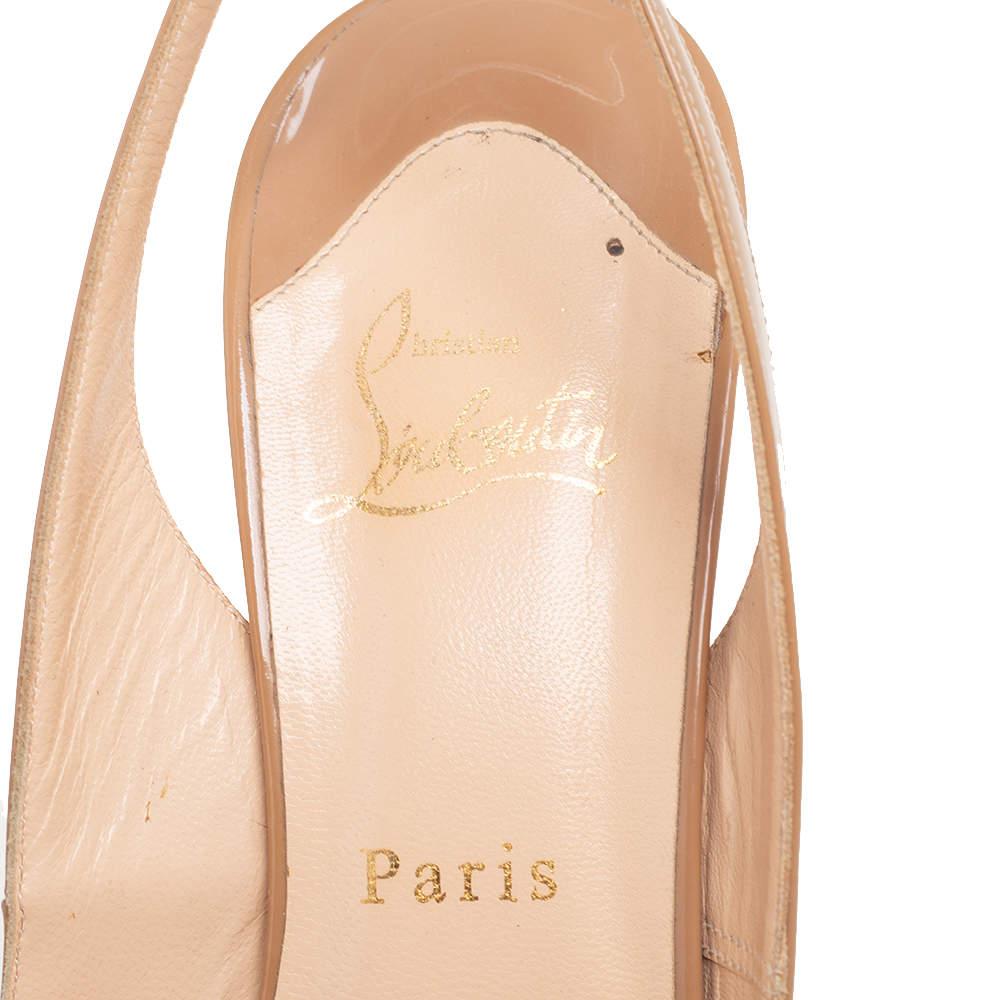 Christian Louboutin Beige Patent Leather N°Prive Sandals Size 40 3