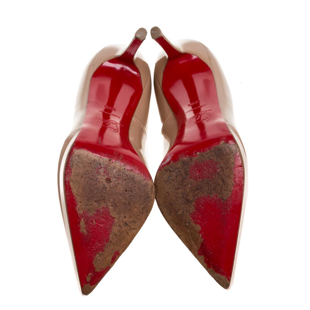 Christian Louboutin Beige Patent Leather Pigalle Plato Pumps Size 39.5 1
