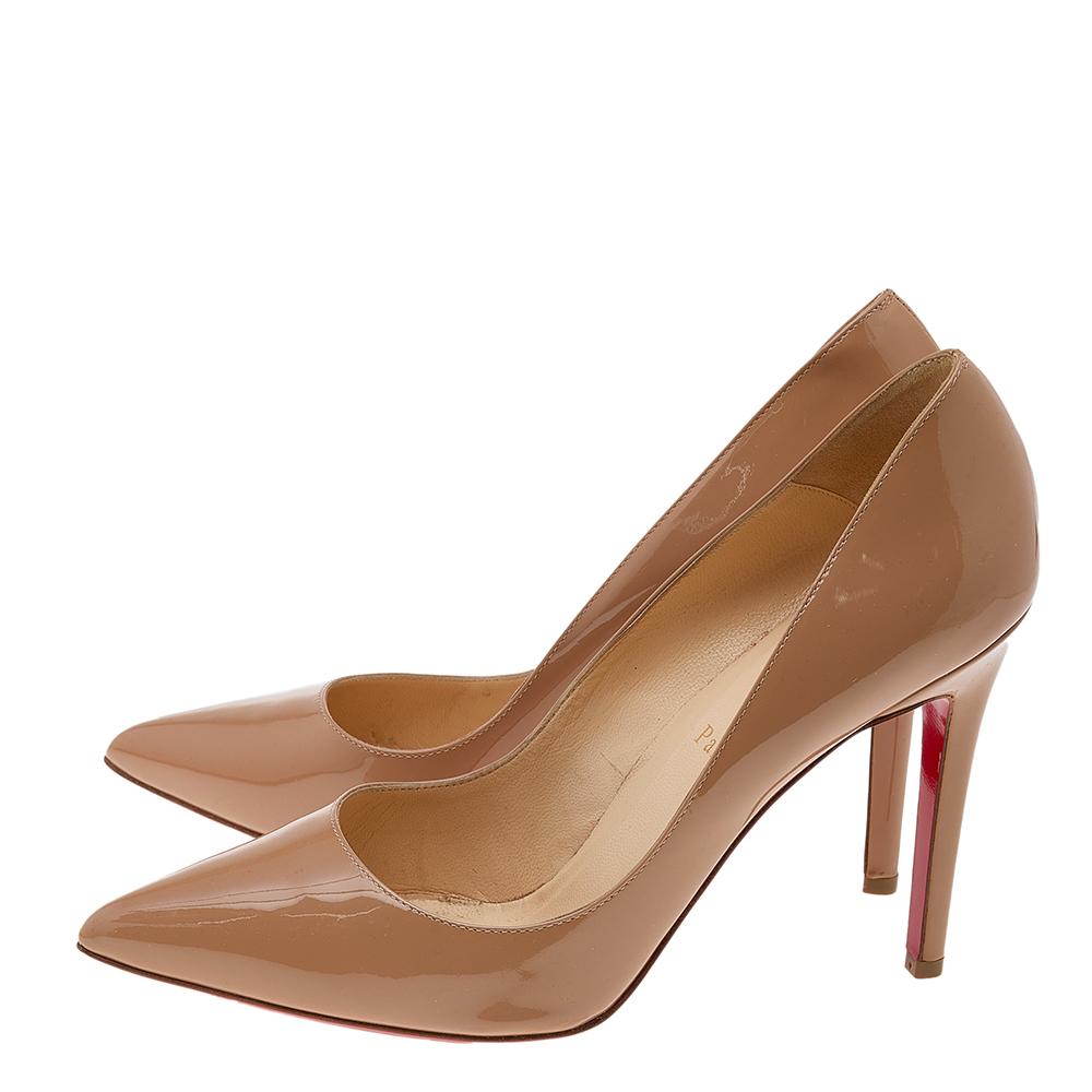 Christian Louboutin Beige Patent Leather Pigalle Pointed Toe Pumps Size 39.5 2