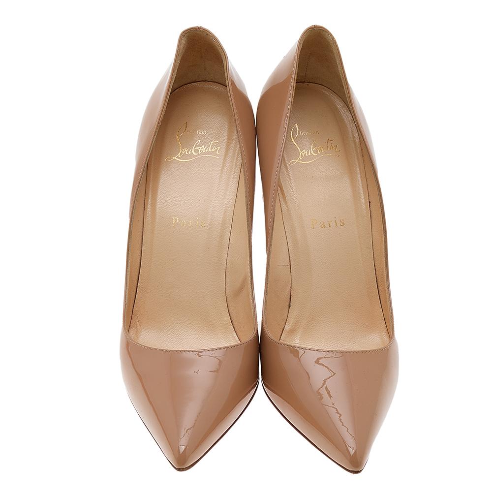 Christian Louboutin Beige Patent Leather Pigalle Pointed Toe Pumps Size 39.5 3