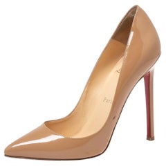 Christian Louboutin Beige Patent Leather Pigalle Pumps Size 36