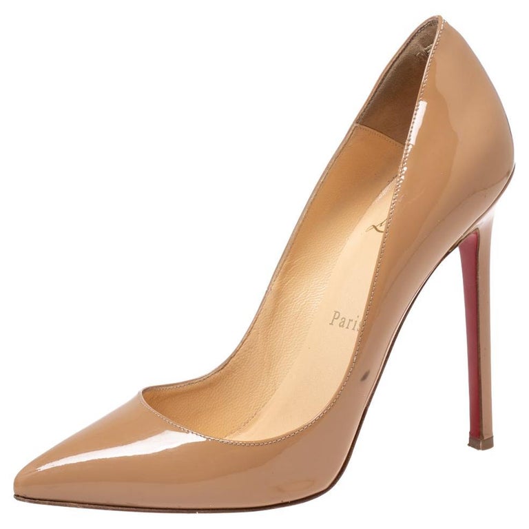 Christian Louboutin Beige Patent Leather Pigalle Pumps Size 36 For Sale at  1stDibs