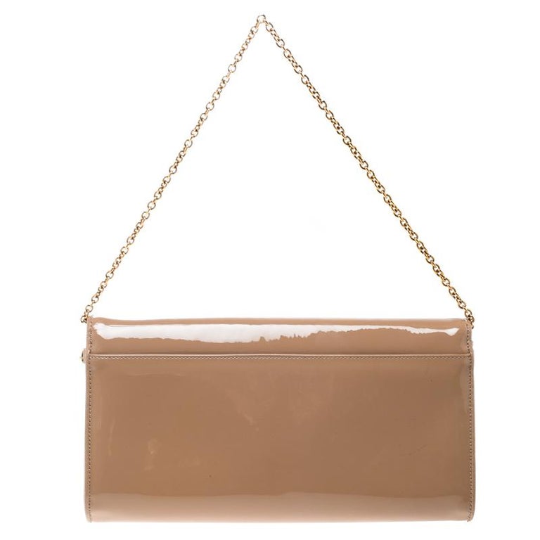 Christian Louboutin Beige Patent Leather Riviera Clutch For Sale at ...