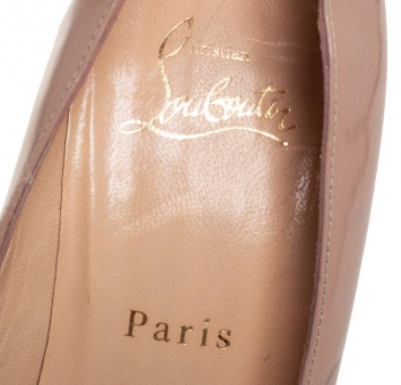 Christian Louboutin Beige Patent Leather Rolando Pumps Size 37.5 For Sale 3