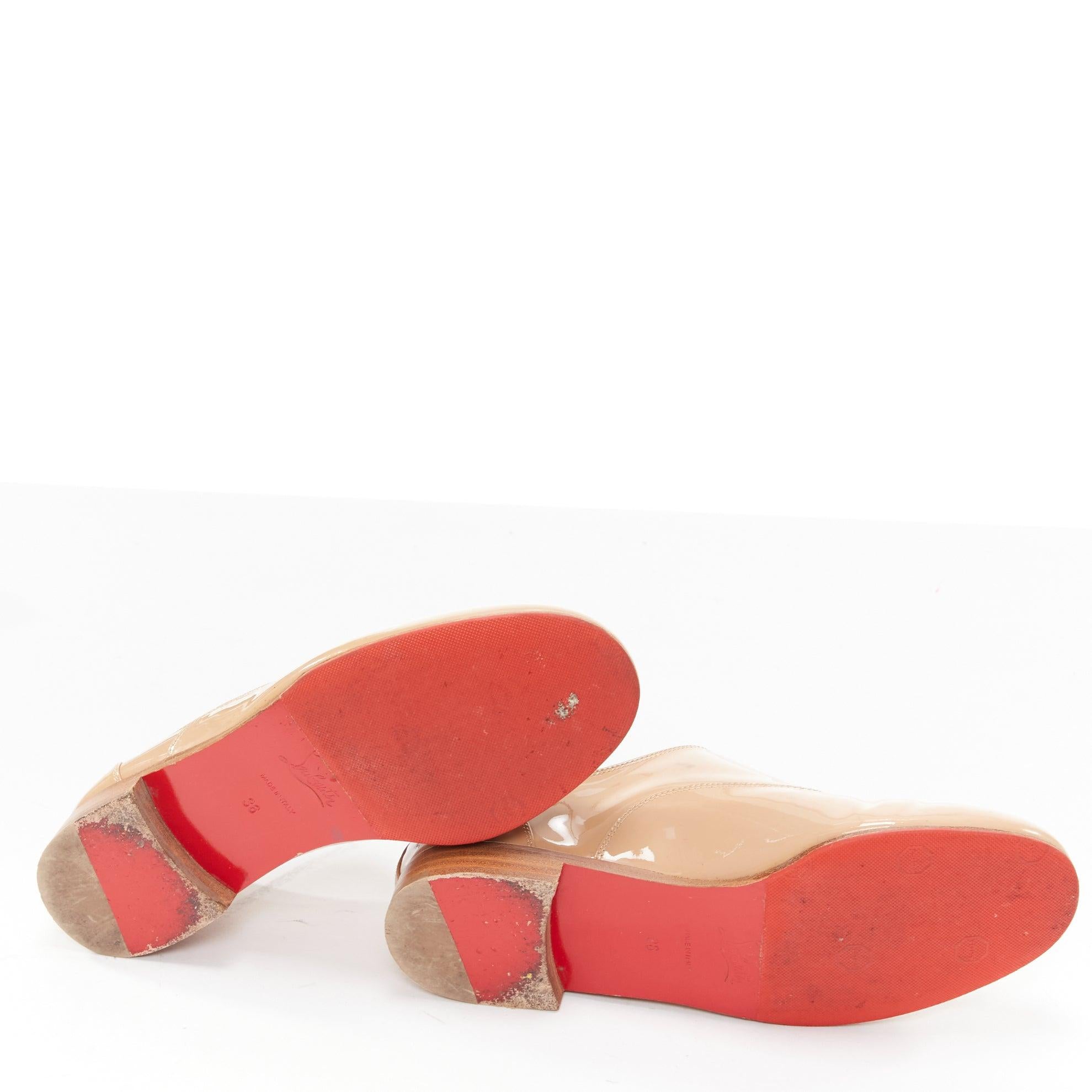 CHRISTIAN LOUBOUTIN zapatos planos derby de charol beige con puntera redonda EU35.5 en venta 4