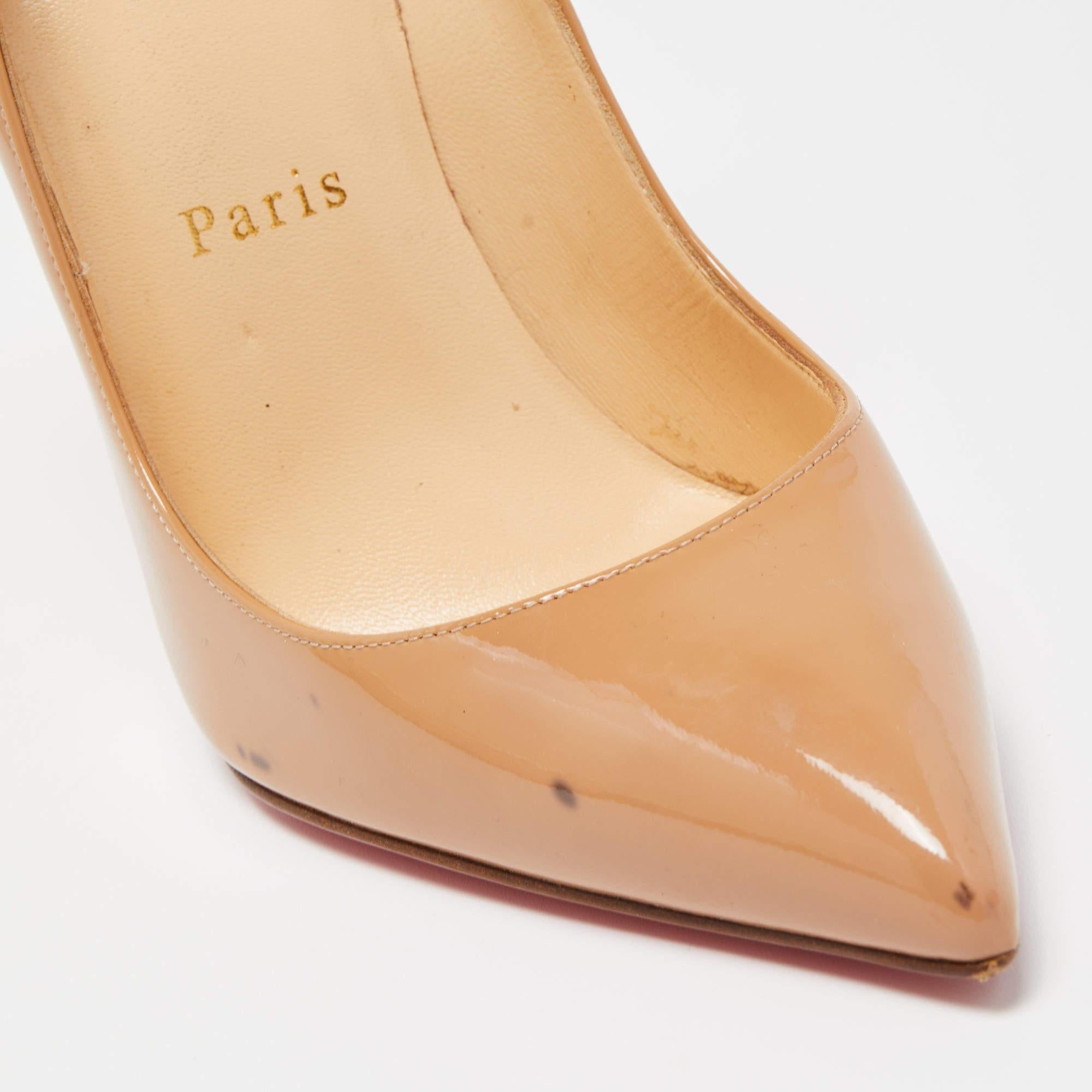 Christian Louboutin Beige Patent Leather So Kate Pointed Toe Pumps Size 37.5 For Sale 3