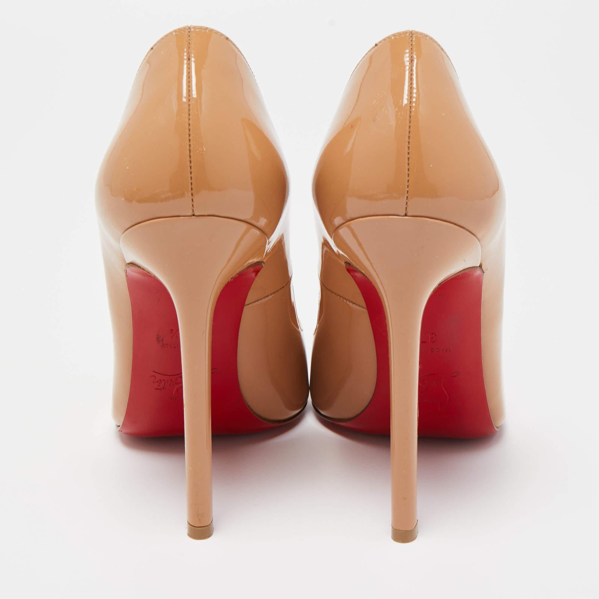 Christian Louboutin Beige Patent Leather So Kate Pointed Toe Pumps Size 37.5 4