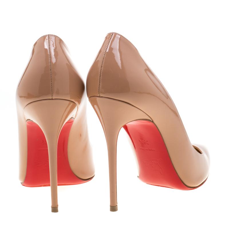 Christian Louboutin Beige Patent Leather So Kate Pointed Toe Pumps Size 39.5 In Good Condition In Dubai, Al Qouz 2