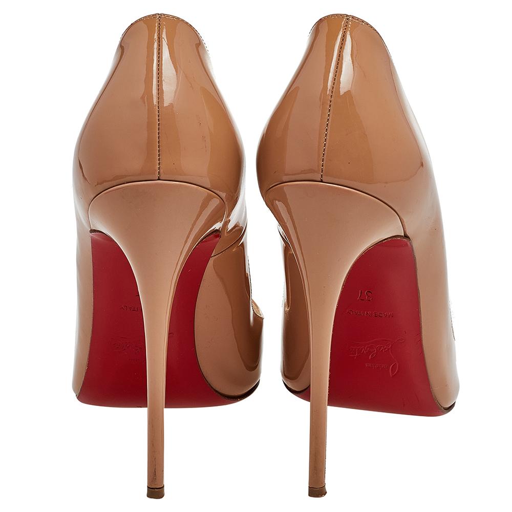 Christian Louboutin Beige Patent Leather So Kate Pumps Size 37 For Sale 2