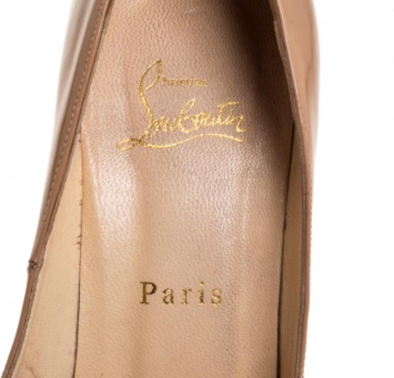 Christian Louboutin Beige Patent Leather So Kate Pumps Size 38.5 For Sale 1