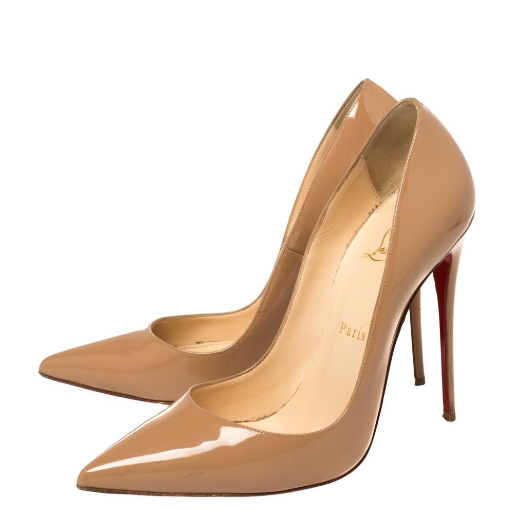 Christian Louboutin Beige Patent Leather So Kate Pumps Size 39 1