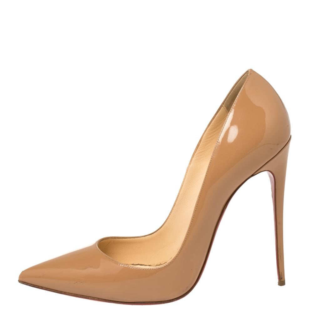 Christian Louboutin Beige Patent Leather So Kate Pumps Size 39 2