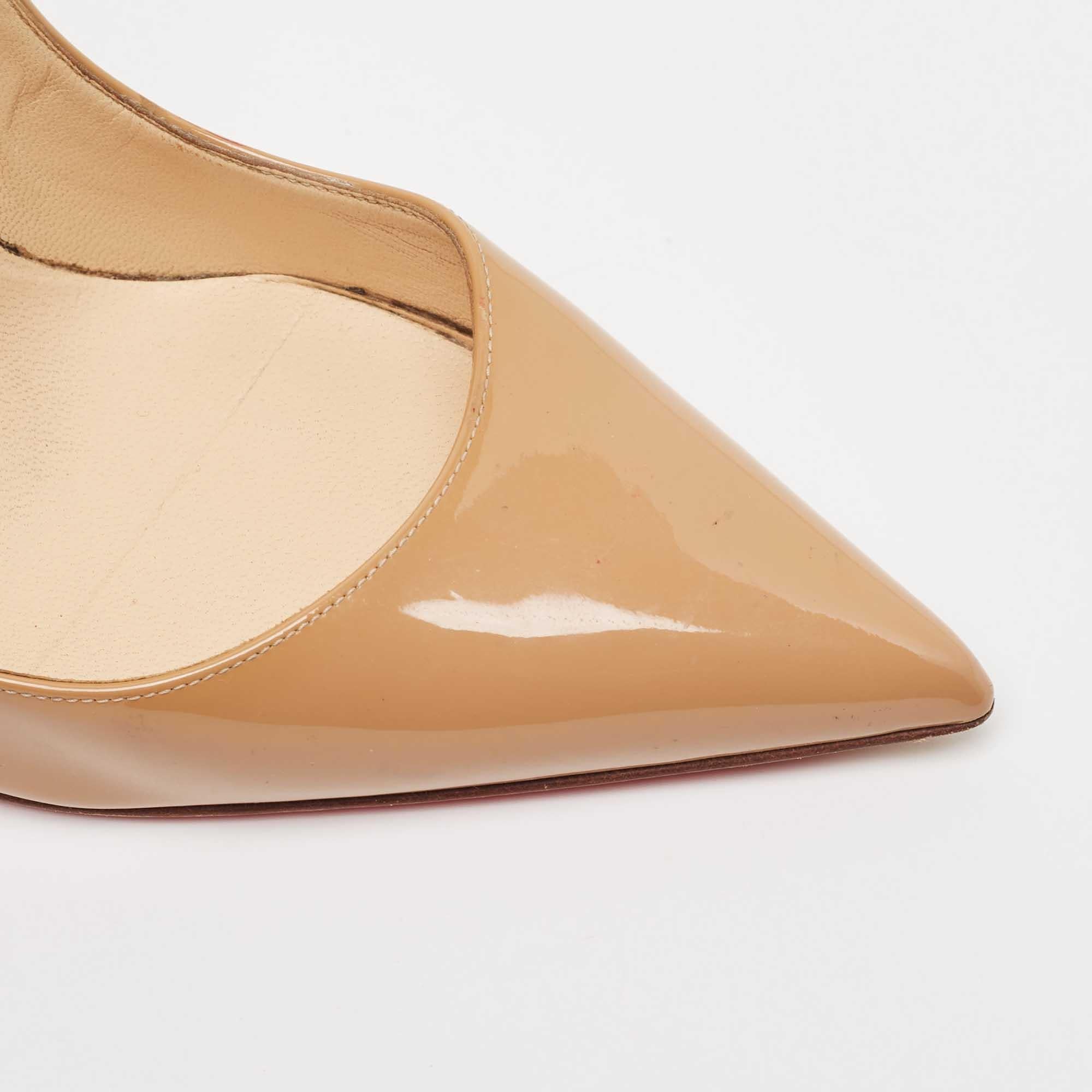 Christian Louboutin Beige Patent Leather So Kate Pumps Size 40 For Sale 3