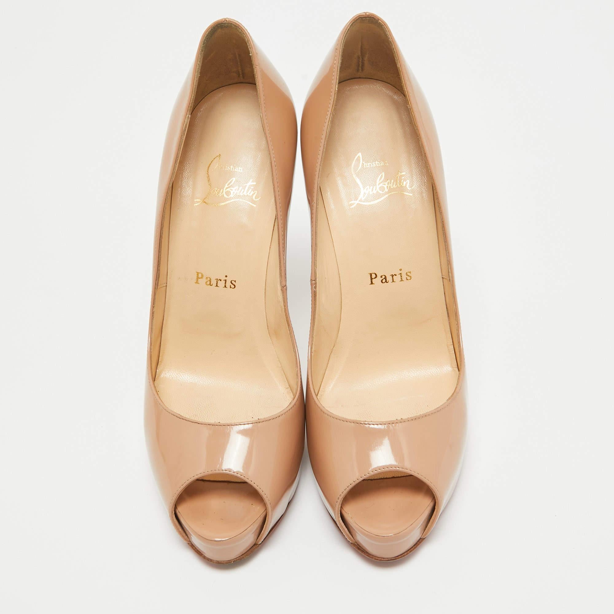 Christian Louboutin Beige Patent Leather Very Prive Pumps Size 37.5 1