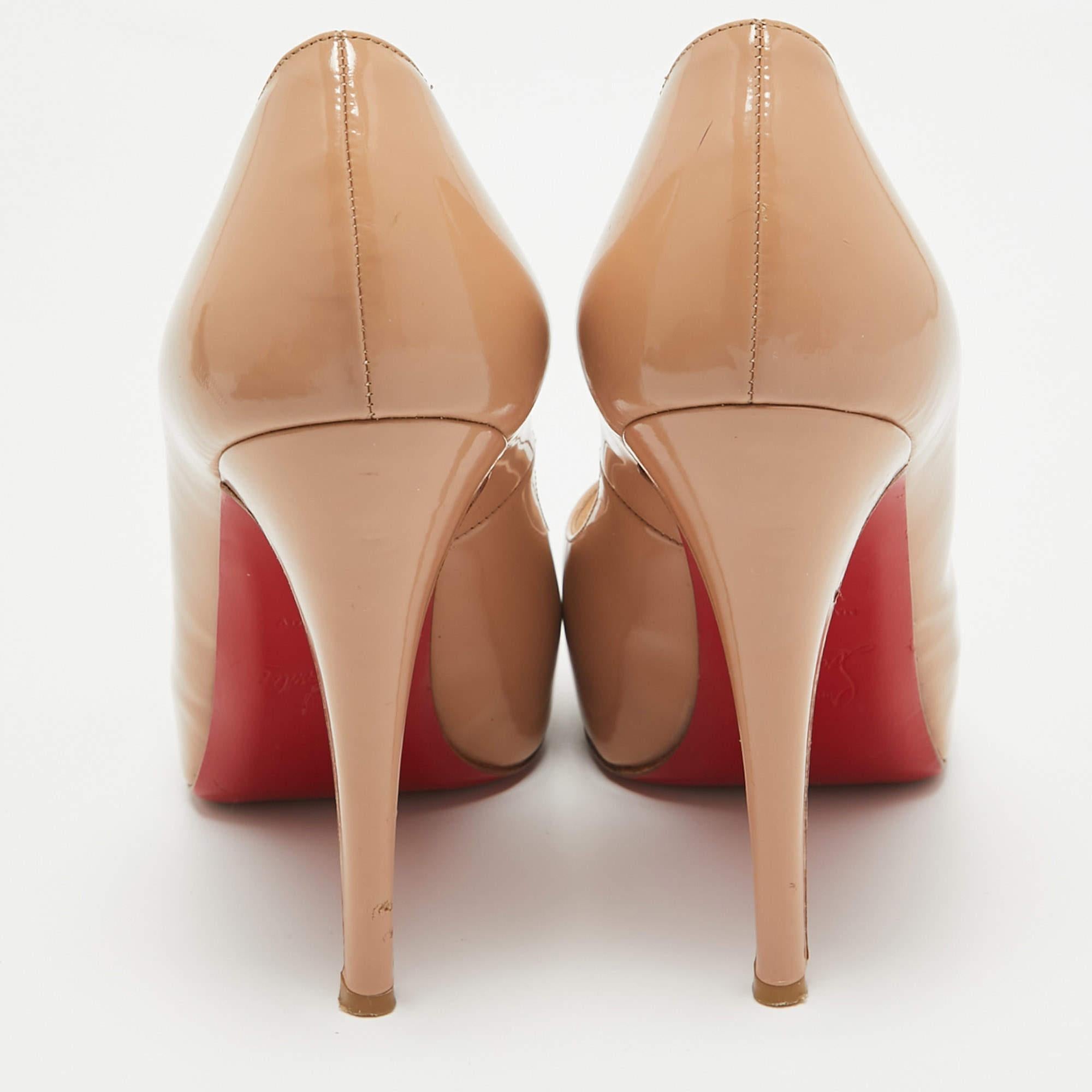 Christian Louboutin Beige Patent Leather Very Prive Pumps Size 37.5 3
