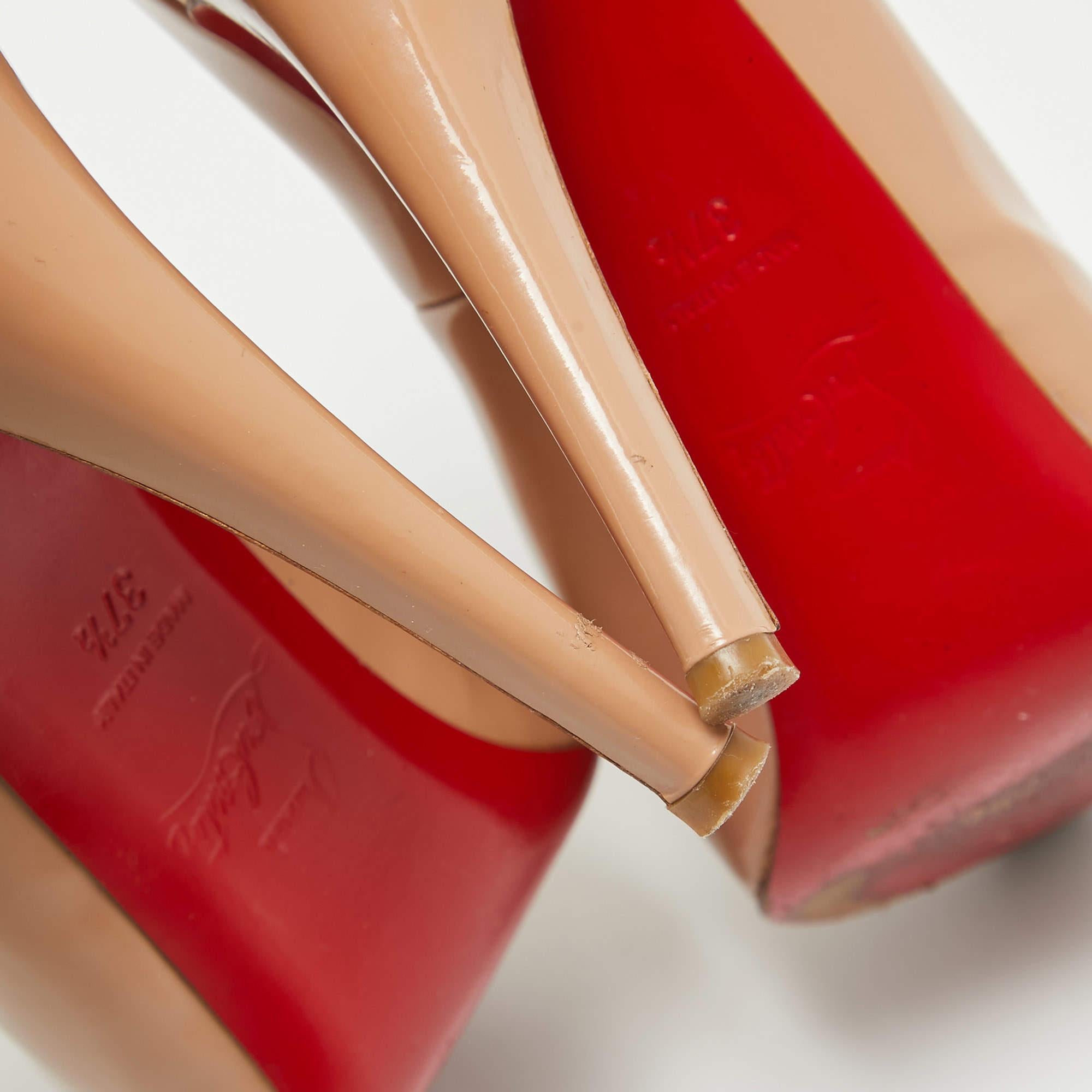 Christian Louboutin Beige Patent Leather Very Prive Pumps Size 37.5 4