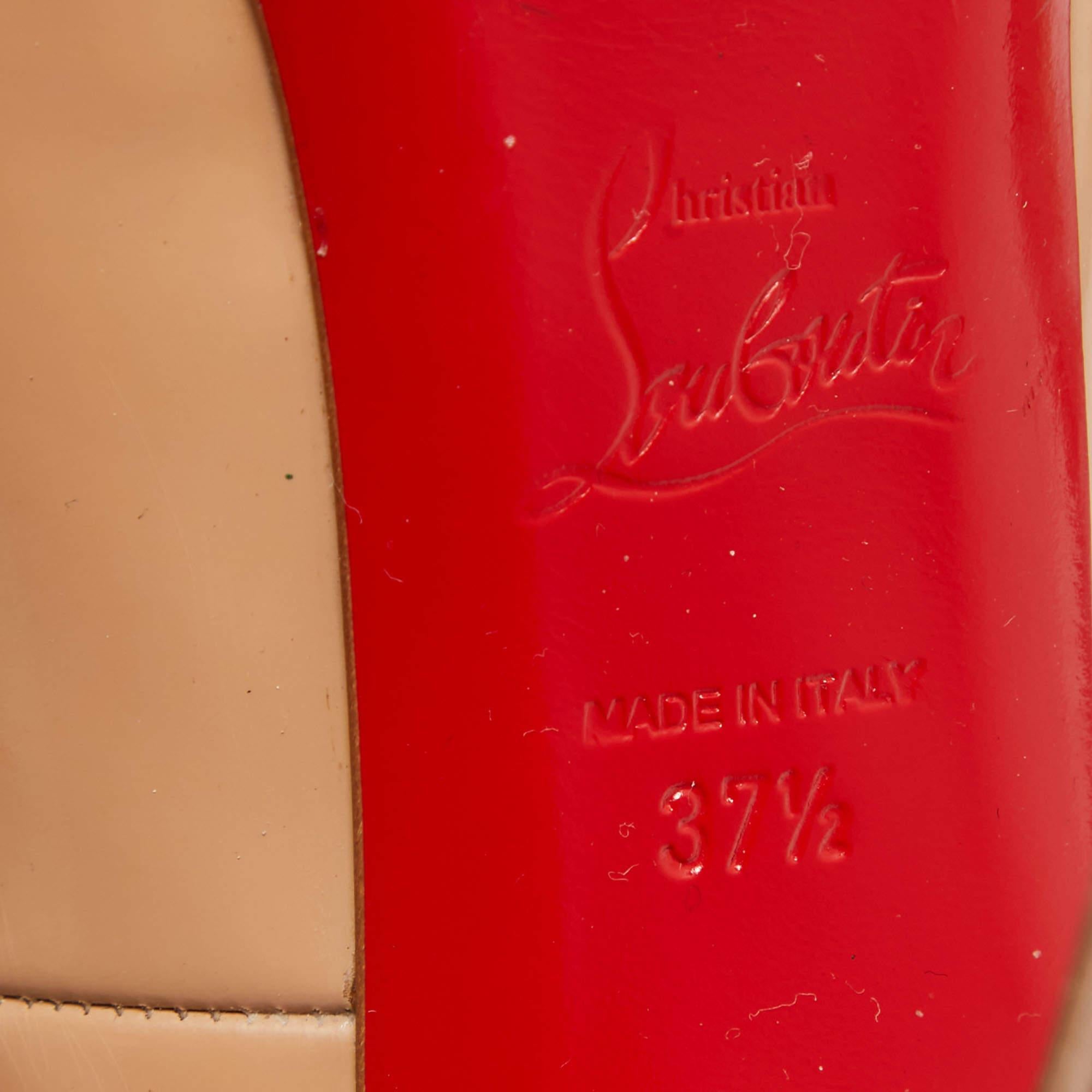 Christian Louboutin Beige Patent Leather Very Prive Pumps Size 37.5 5