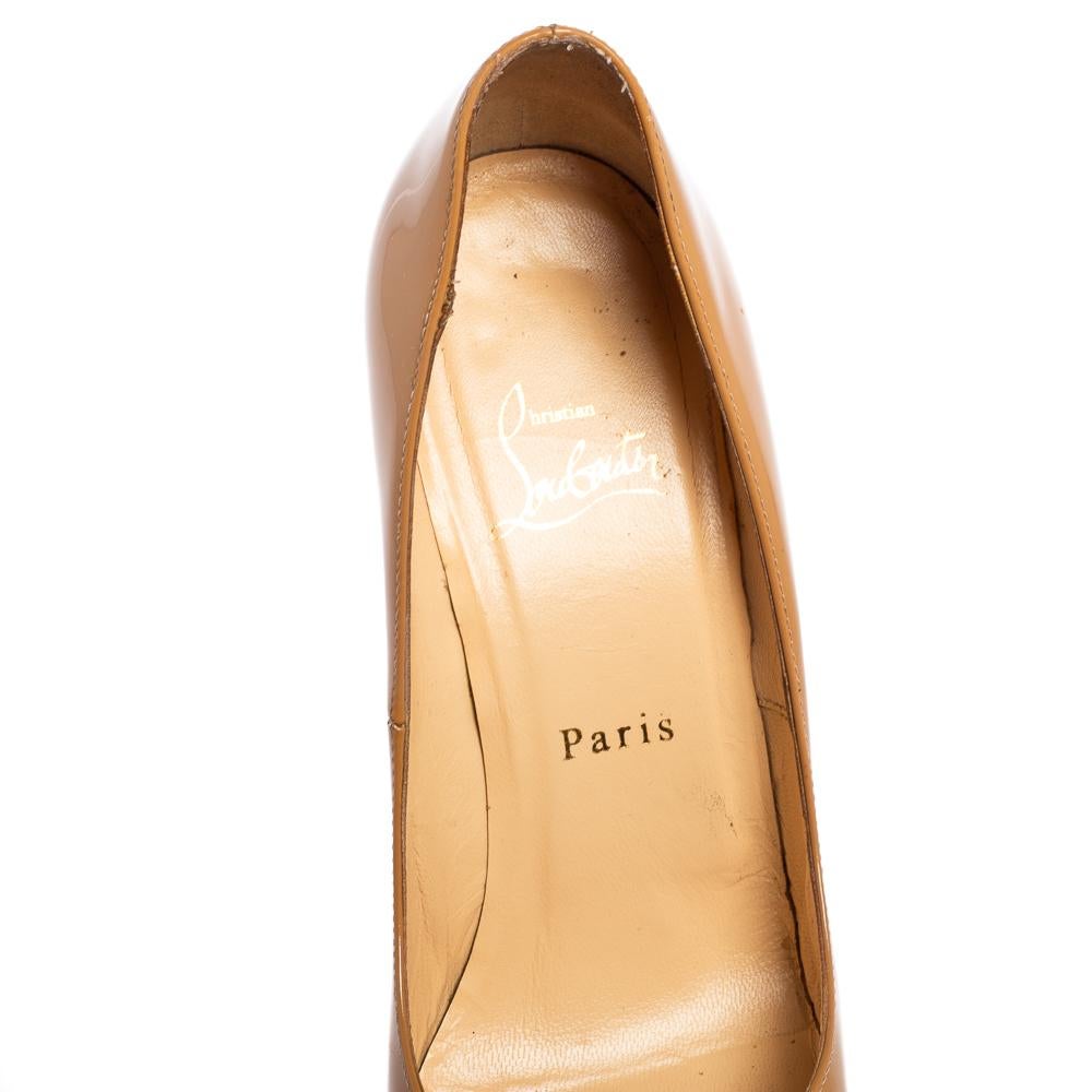 beige patent heels