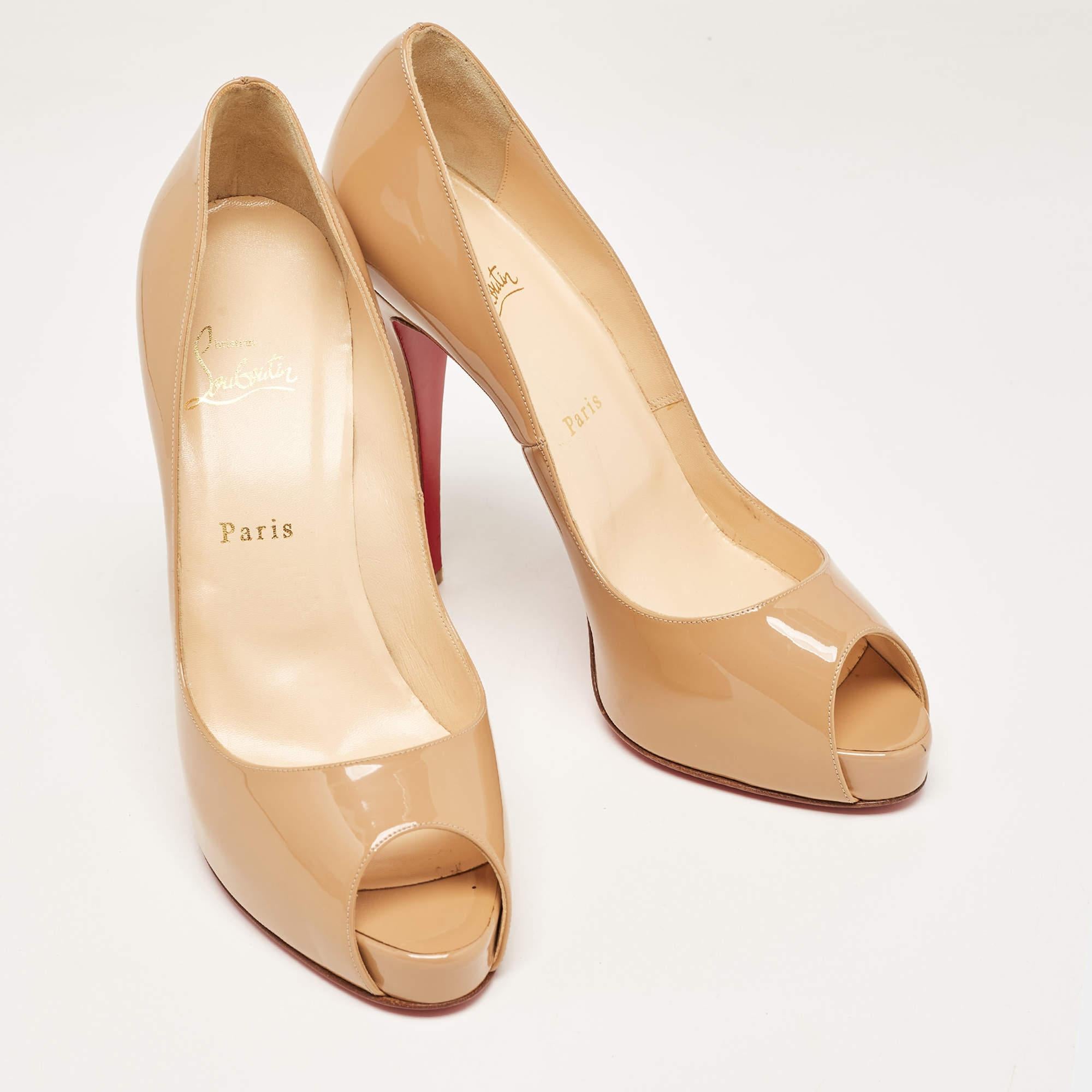 Christian Louboutin Beige Patent Leather Very Prive Pumps Size 41 2