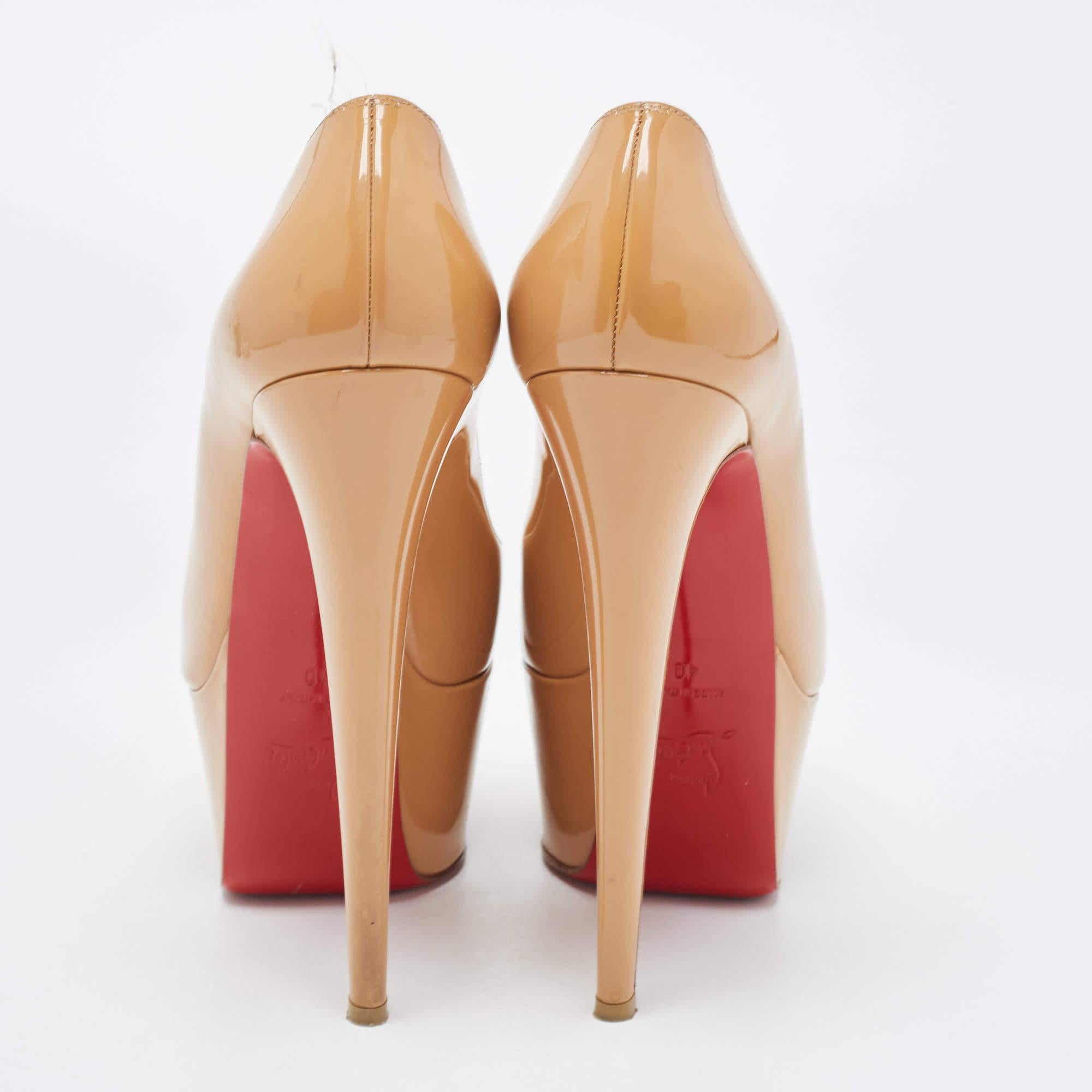 Christian Louboutin Beige Patent Leather Victoria Pumps Size 40 2