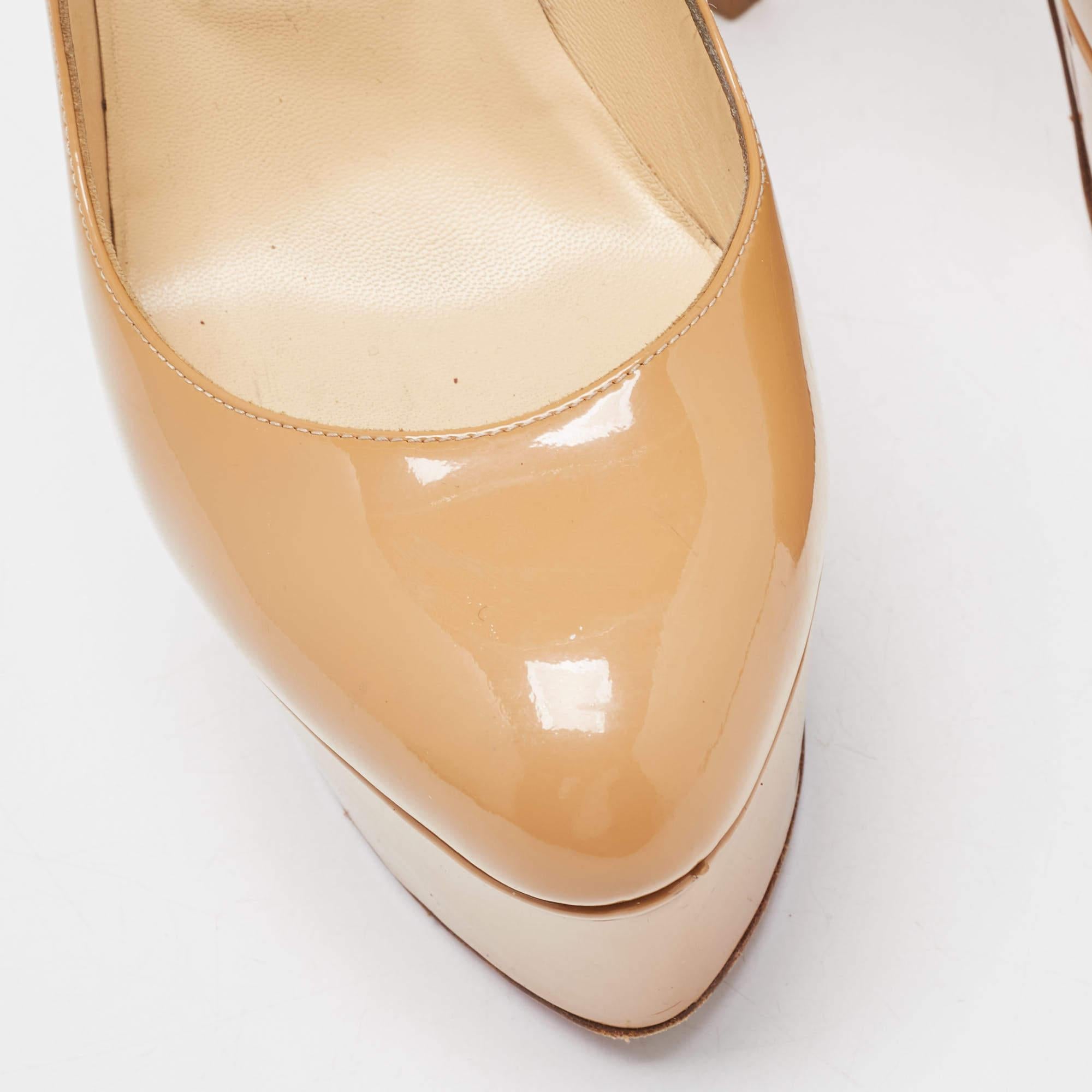 Christian Louboutin Beige Patent Leather Victoria Pumps Size 40 3