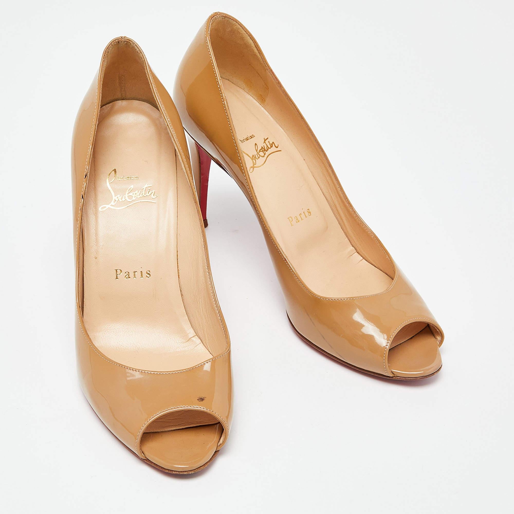 Christian Louboutin Beige Patent Leather You You Pumps Size 38 For Sale 1